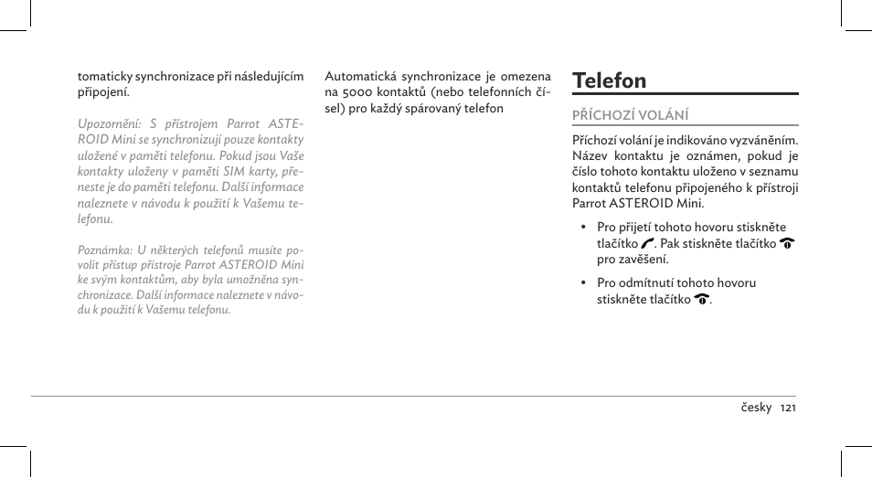Telefon | Parrot ASTEROID Mini User Manual | Page 121 / 196
