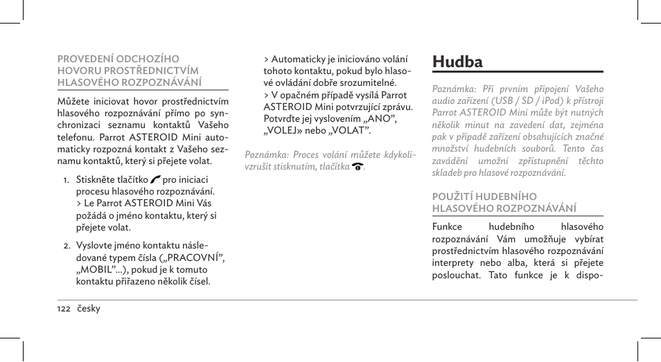 Hudba | Parrot ASTEROID Mini User Manual | Page 122 / 196