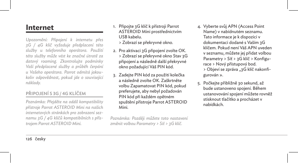 Internet | Parrot ASTEROID Mini User Manual | Page 126 / 196