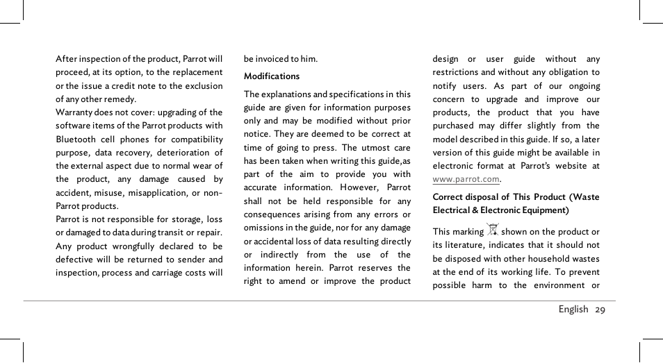 General information | Parrot ASTEROID Mini User Manual | Page 29 / 196