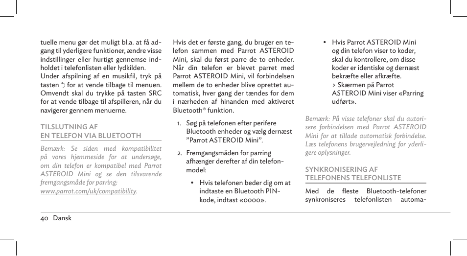 Parrot ASTEROID Mini User Manual | Page 40 / 196