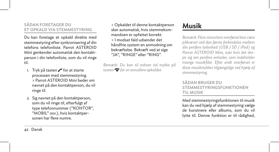 Musik | Parrot ASTEROID Mini User Manual | Page 42 / 196