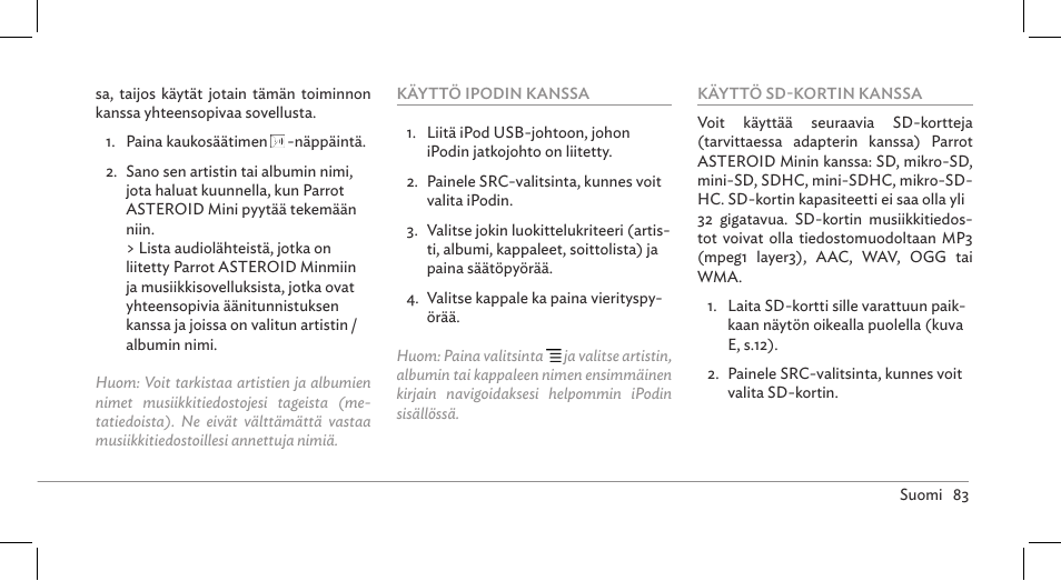 Parrot ASTEROID Mini User Manual | Page 83 / 196