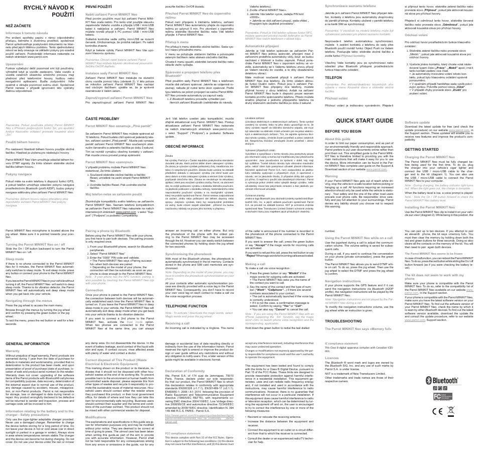 Rychlý návod k použití, Quick start guide | Parrot MINIKIT Neo User Manual | Page 2 / 2