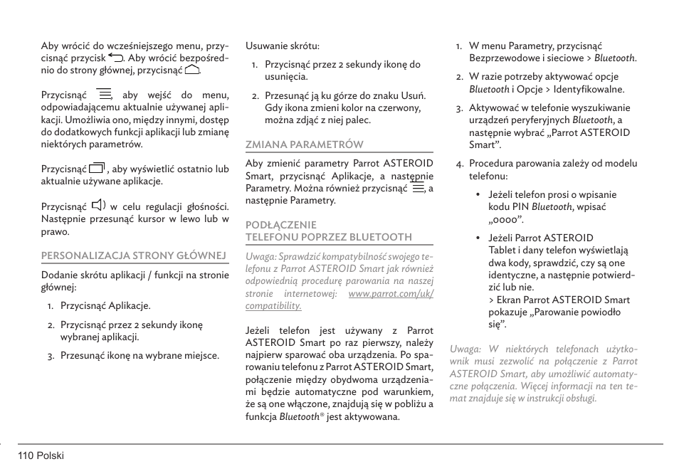 Parrot ASTEROID Smart User Manual | Page 110 / 152