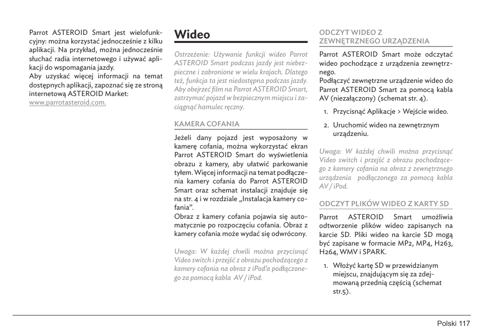 Wideo | Parrot ASTEROID Smart User Manual | Page 117 / 152