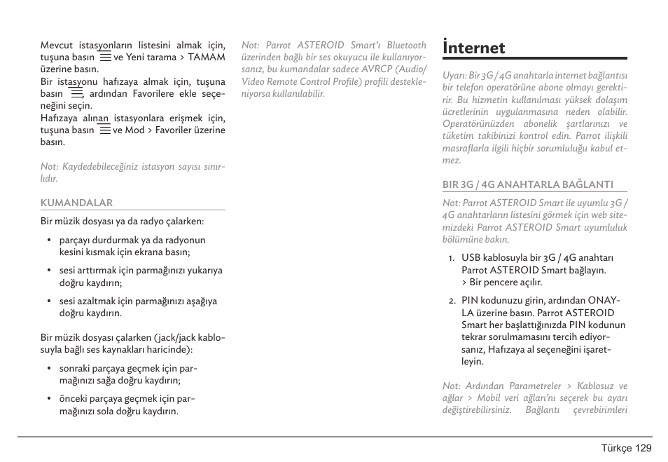 Internet | Parrot ASTEROID Smart User Manual | Page 129 / 152