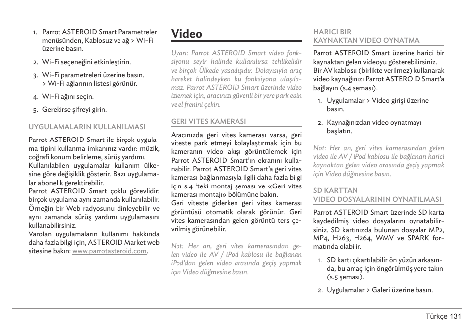 Video | Parrot ASTEROID Smart User Manual | Page 131 / 152
