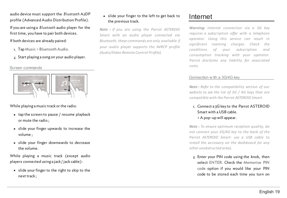 Internet | Parrot ASTEROID Smart User Manual | Page 19 / 152