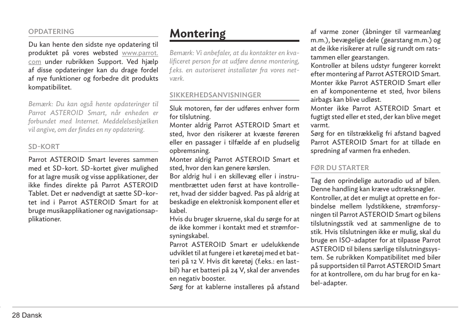 Montering | Parrot ASTEROID Smart User Manual | Page 28 / 152