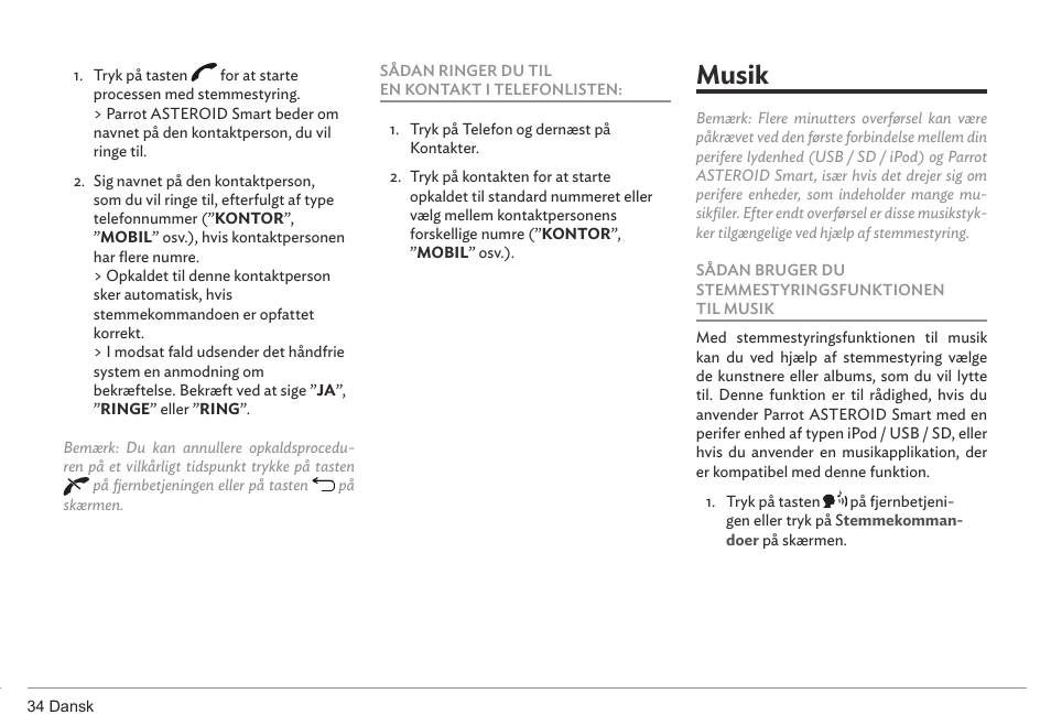 Musik | Parrot ASTEROID Smart User Manual | Page 34 / 152