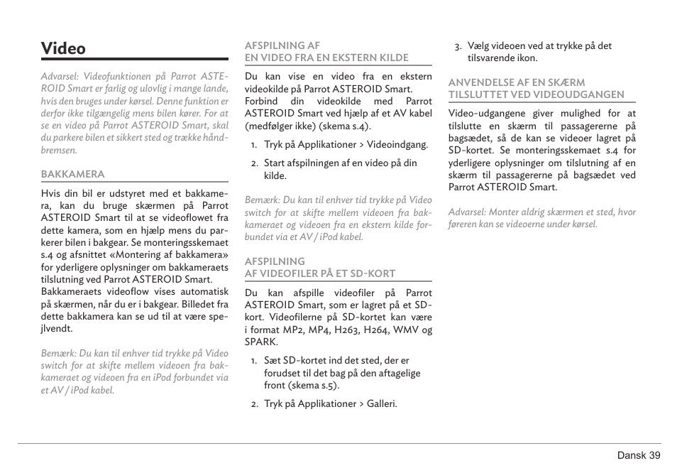 Video | Parrot ASTEROID Smart User Manual | Page 39 / 152