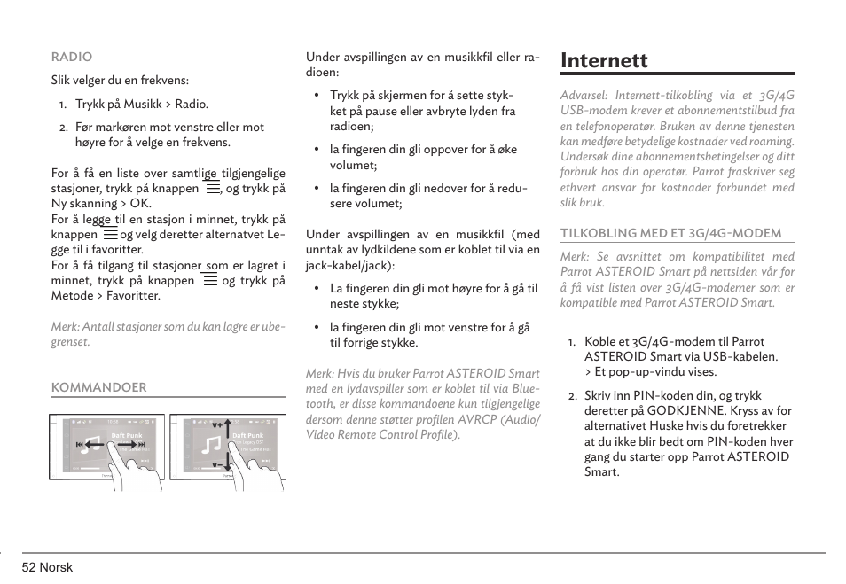 Internett | Parrot ASTEROID Smart User Manual | Page 52 / 152