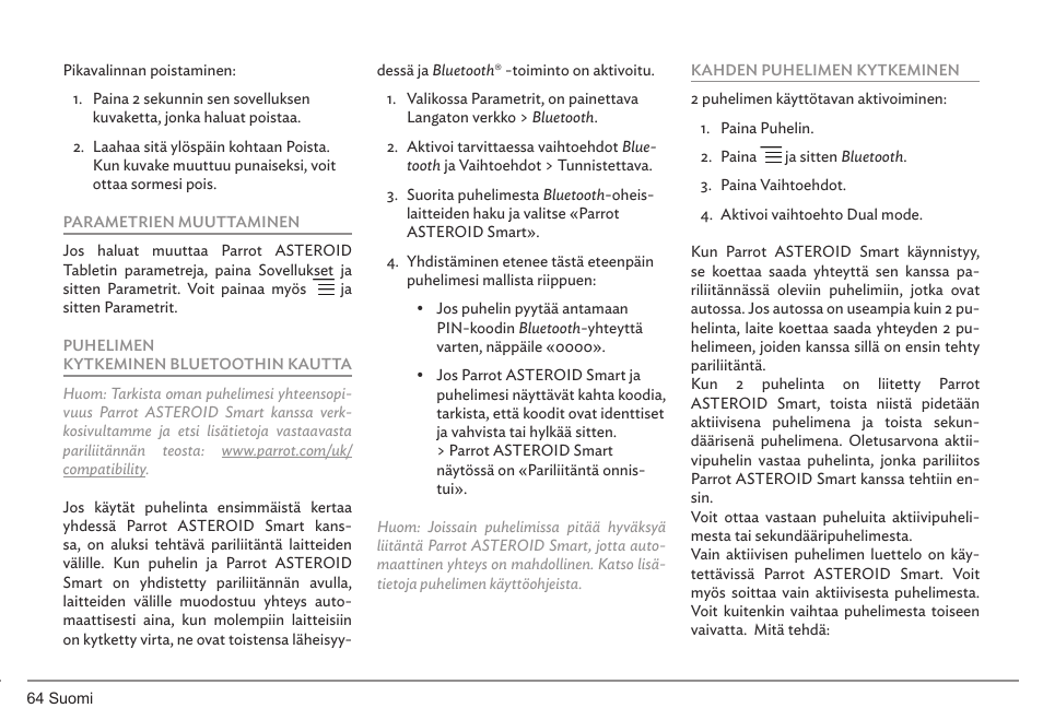 Parrot ASTEROID Smart User Manual | Page 64 / 152