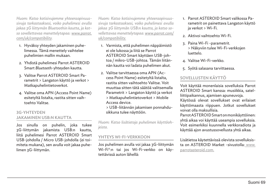 Parrot ASTEROID Smart User Manual | Page 69 / 152