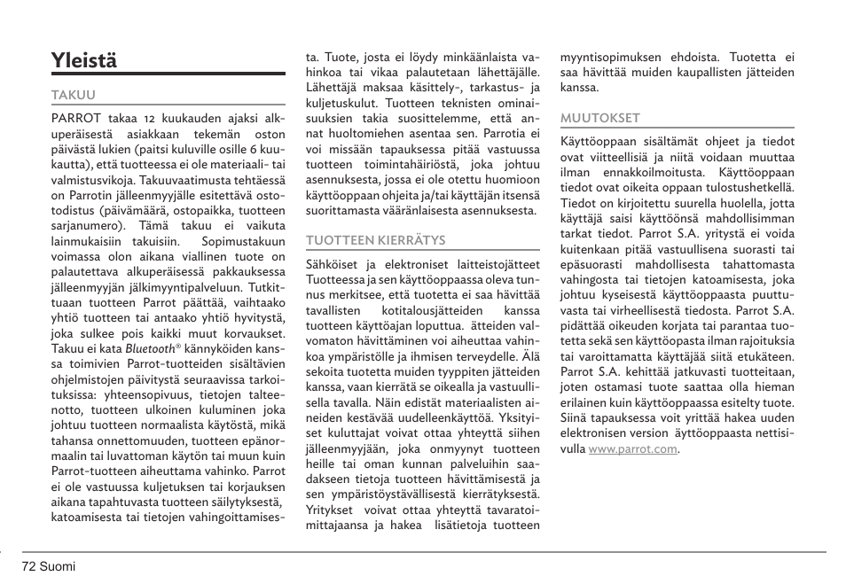 Yleistä | Parrot ASTEROID Smart User Manual | Page 72 / 152
