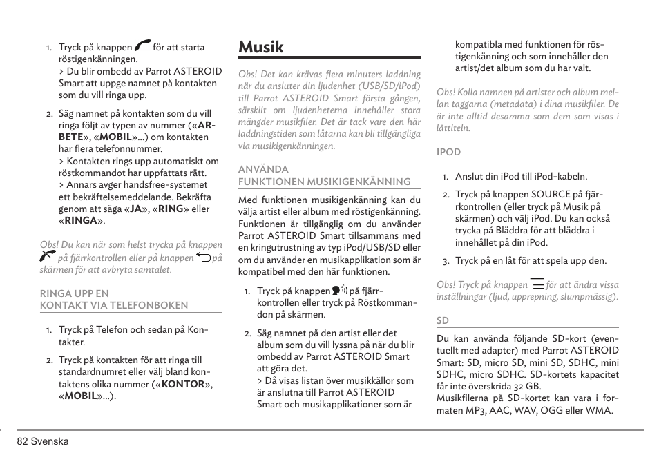 Musik | Parrot ASTEROID Smart User Manual | Page 82 / 152