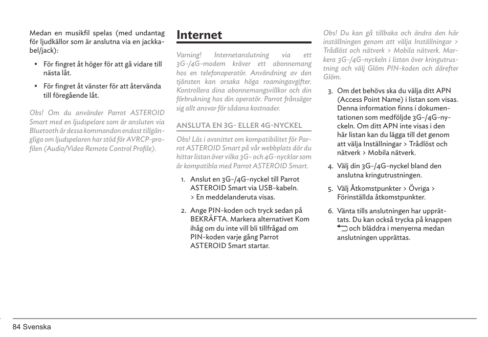 Internet | Parrot ASTEROID Smart User Manual | Page 84 / 152