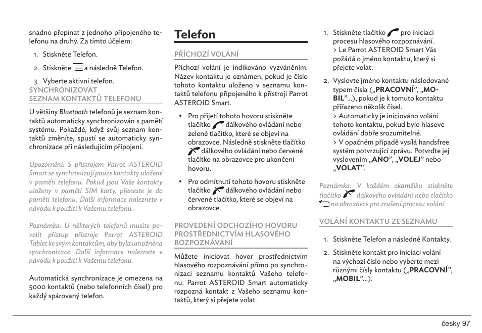 Telefon | Parrot ASTEROID Smart User Manual | Page 97 / 152