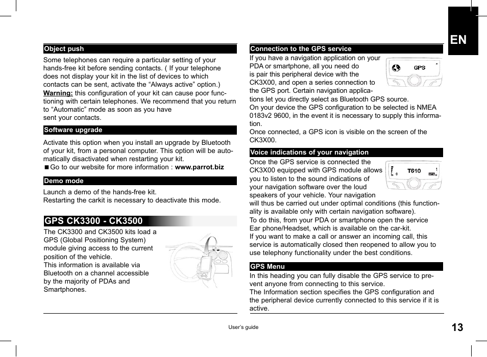 Parrot CK3100 User Manual | Page 13 / 48