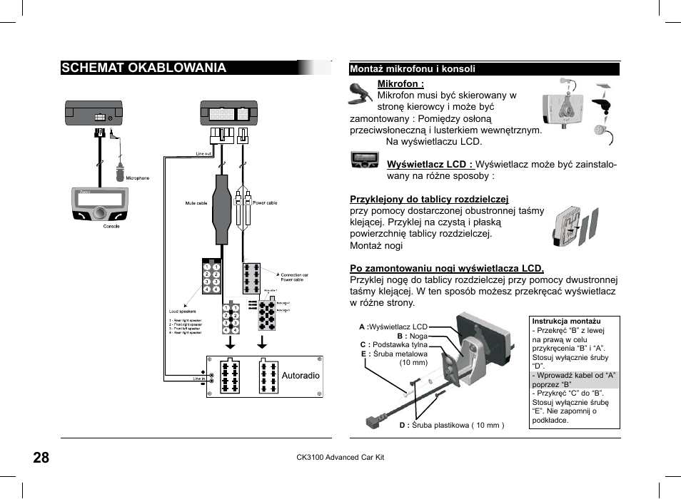 Schemat okablowania | Parrot CK3100 User Manual | Page 28 / 48