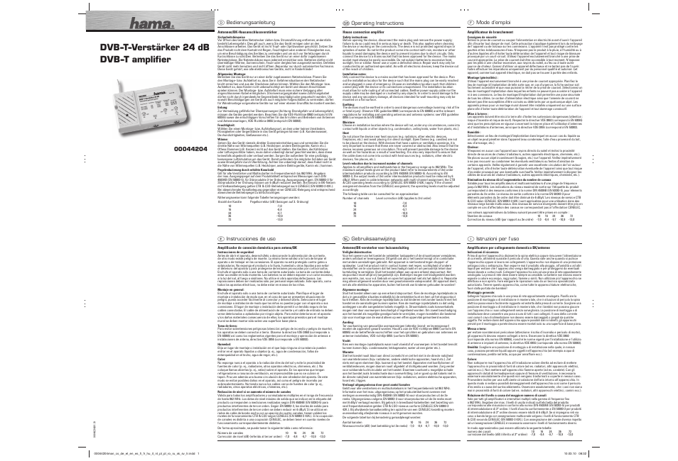 Hama DVB-T Amplifier User Manual | 3 pages