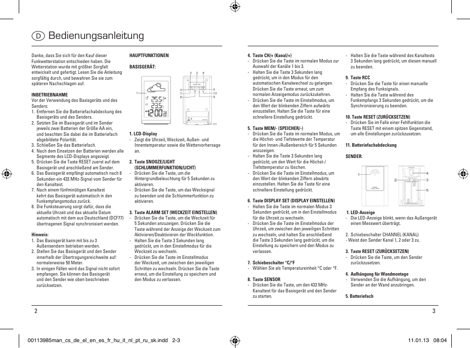 Dbedienungsanleitung | Hama EWS-880 User Manual | Page 2 / 38