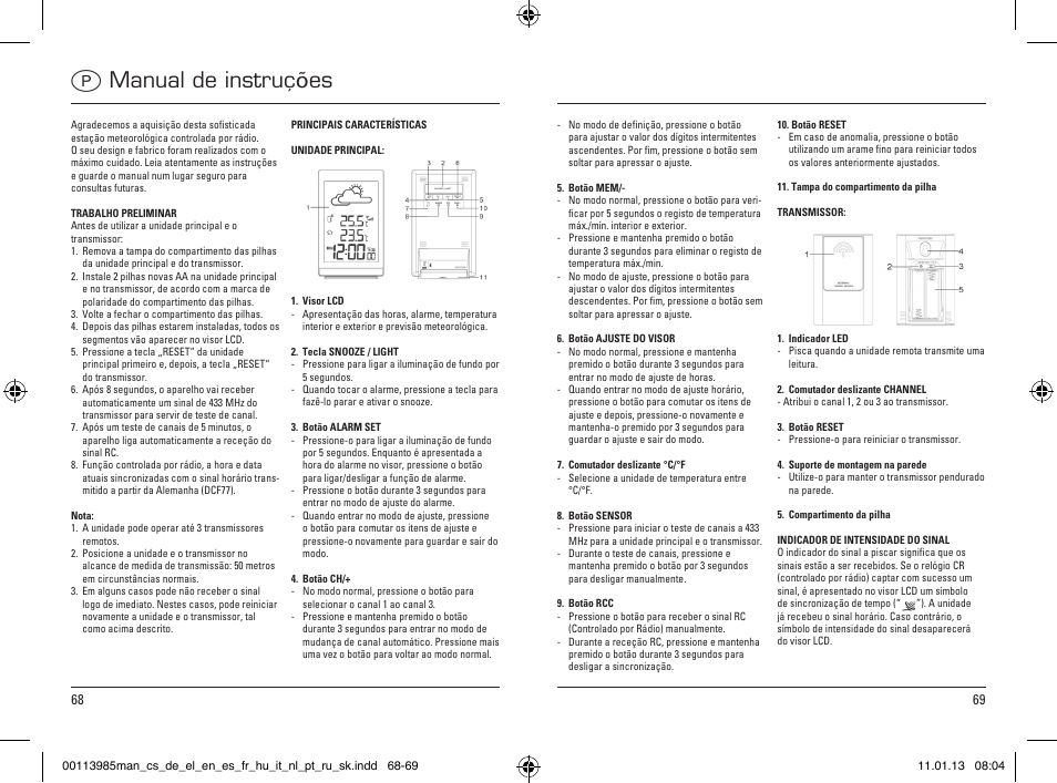 Manual de instruções | Hama EWS-880 User Manual | Page 35 / 38