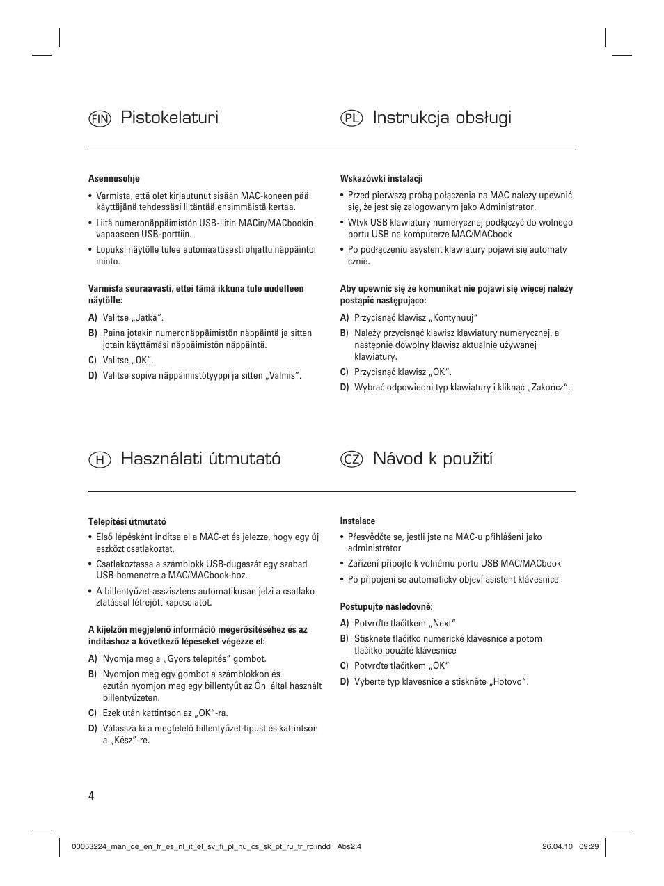 Mpistokelaturi q instrukcja obsługi, Hhasználati útmutató c návod k použití | Hama Keypad User Manual | Page 6 / 10