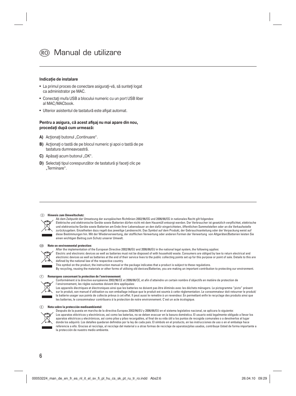 R manual de utilizare | Hama Keypad User Manual | Page 8 / 10