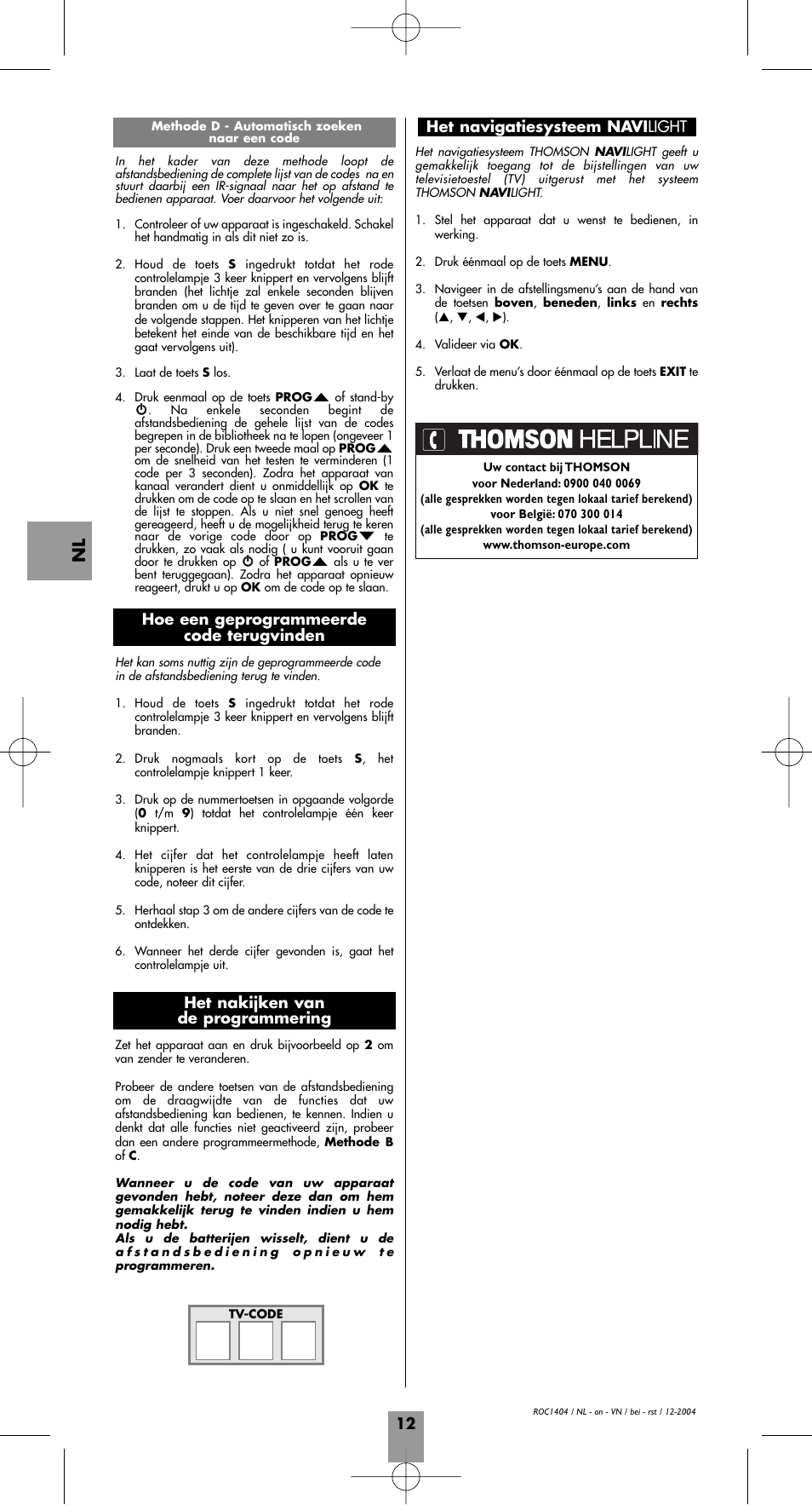 12 het navigatiesysteem navi light, Hoe een geprogrammeerde code terugvinden, Het nakijken van de programmering | Hama ROC1404 User Manual | Page 16 / 38