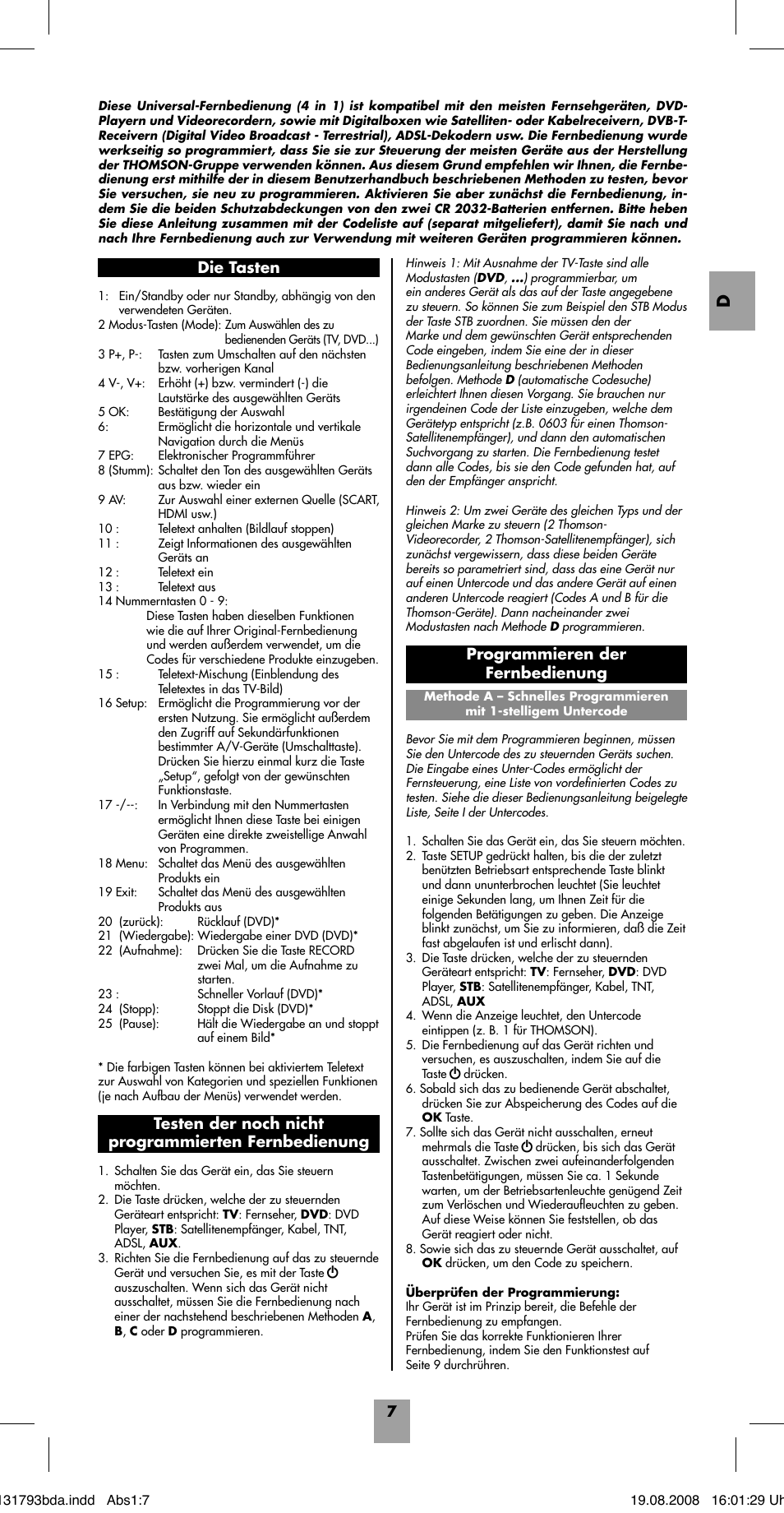 Programmieren der fernbedienung | Hama ROC4218 User Manual | Page 12 / 54