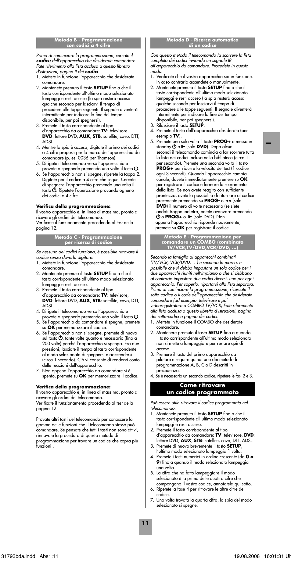 Come ritrovare un codice programmato | Hama ROC4218 User Manual | Page 16 / 54
