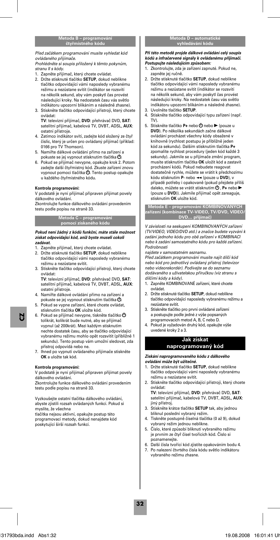 Jak získat naprogramovaný kód | Hama ROC4218 User Manual | Page 37 / 54