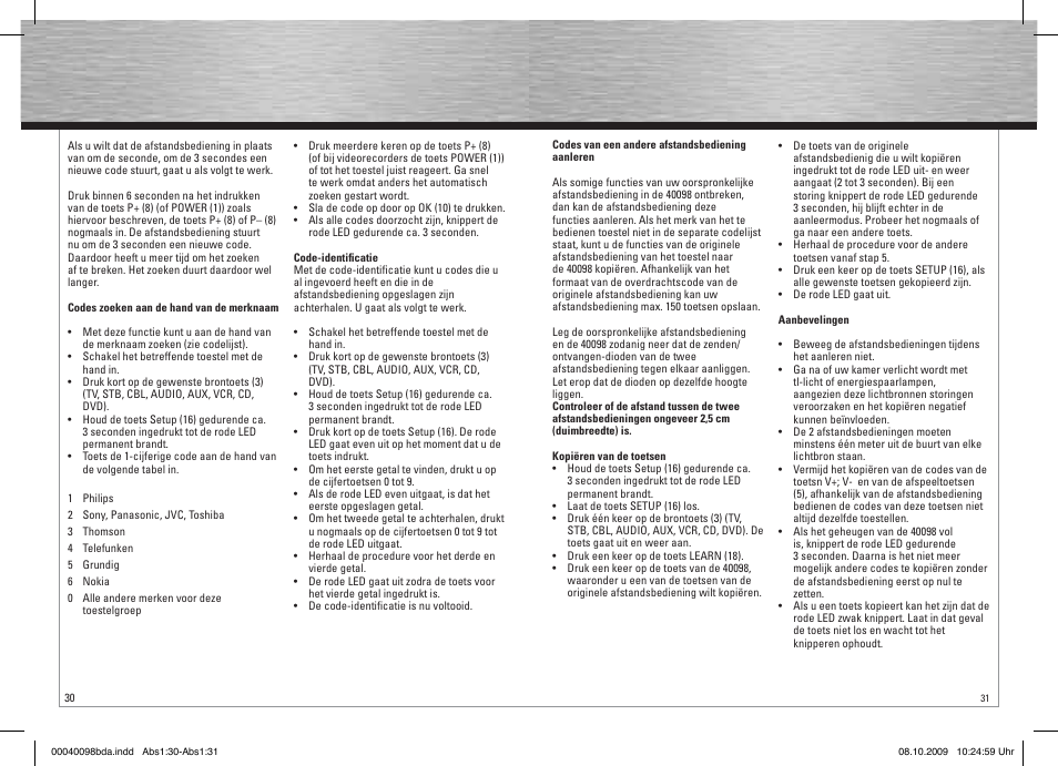 Hama Remote Control Universal 8in1 User Manual | Page 16 / 30