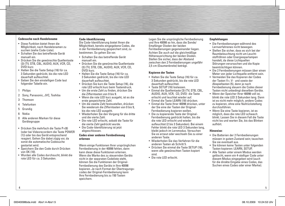 Hama Remote Control Universal 8in1 User Manual | Page 3 / 30