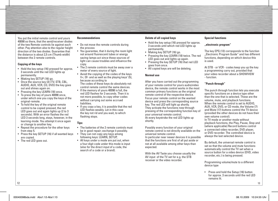 Hama Remote Control Universal 8in1 User Manual | Page 7 / 30