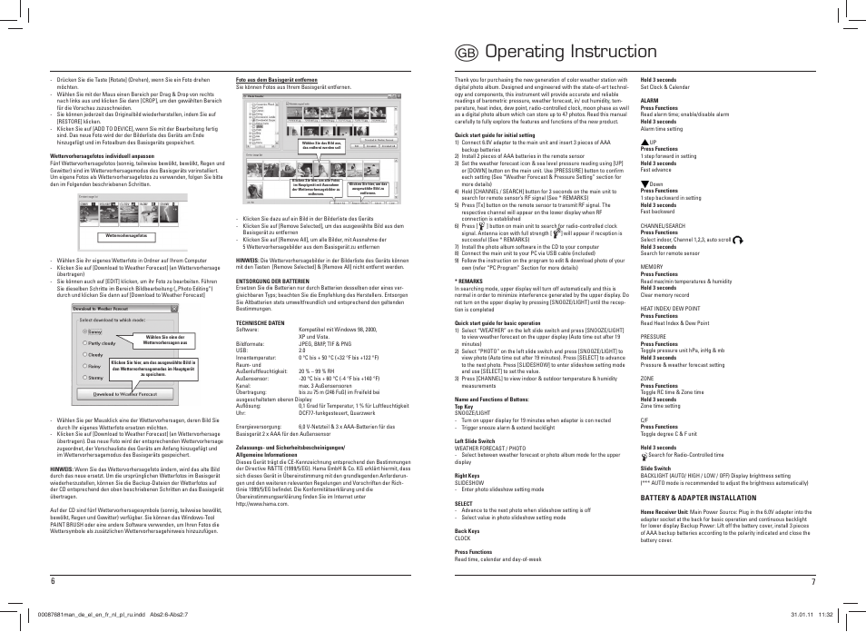 Goperating instruction | Hama EWS-1200 User Manual | Page 4 / 18