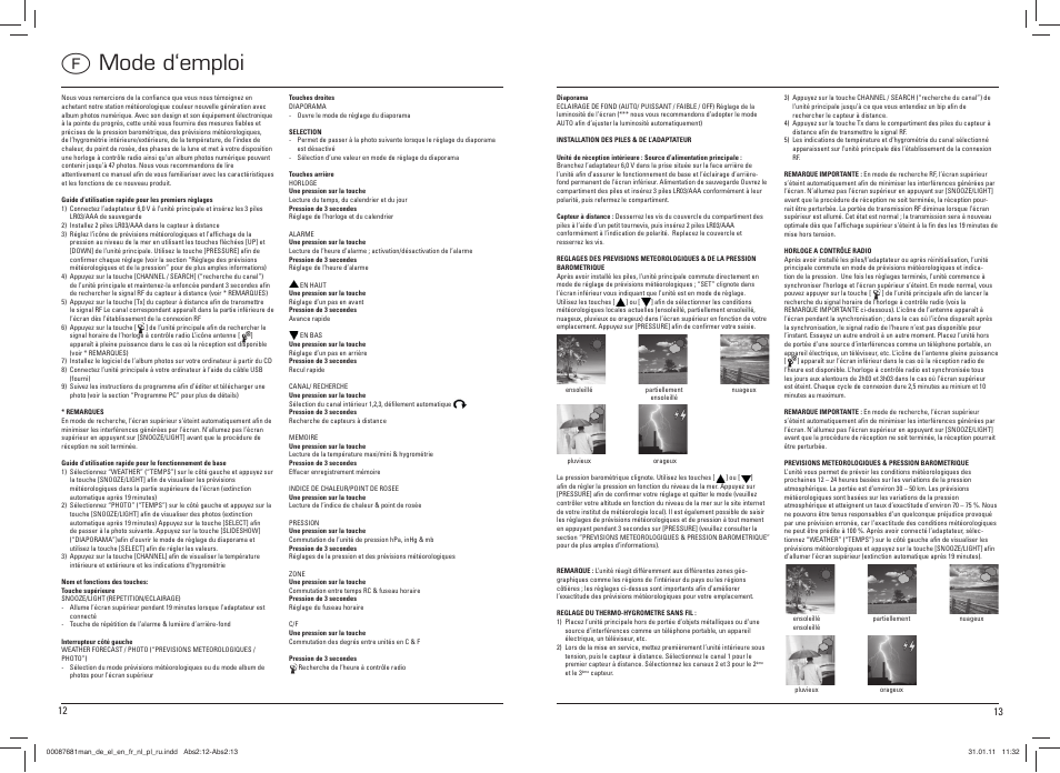 F mode d‘emploi | Hama EWS-1200 User Manual | Page 7 / 18