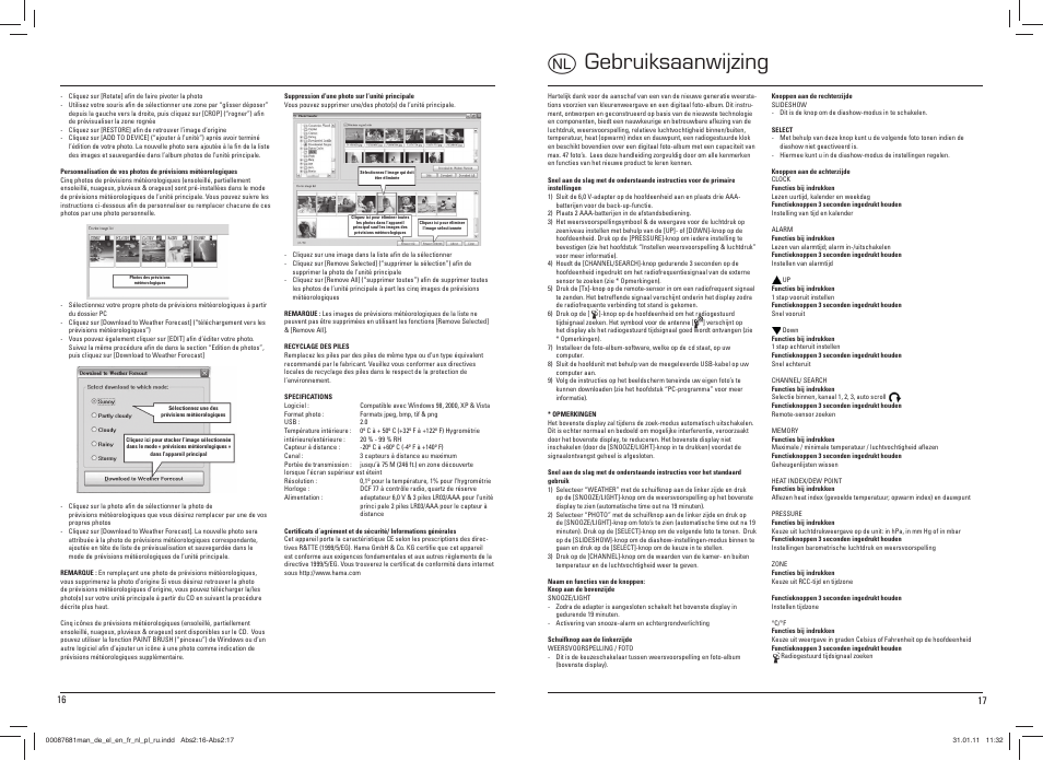Ogebruiksaanwijzing | Hama EWS-1200 User Manual | Page 9 / 18
