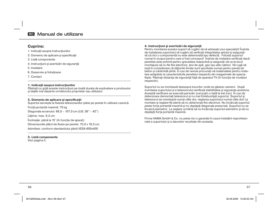 Manual de utilizare | Hama WAB142 User Manual | Page 29 / 30