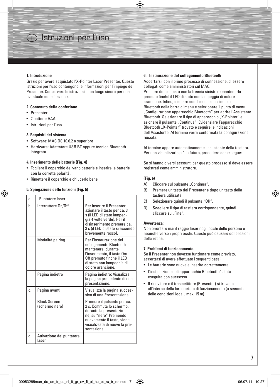 Iistruzioni per l‘uso | Hama X-Pointer bluetooth presenter User Manual | Page 10 / 21