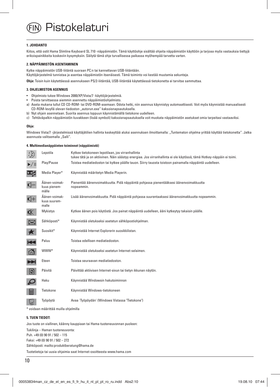 M pistokelaturi | Hama Media Keyboard User Manual | Page 11 / 21