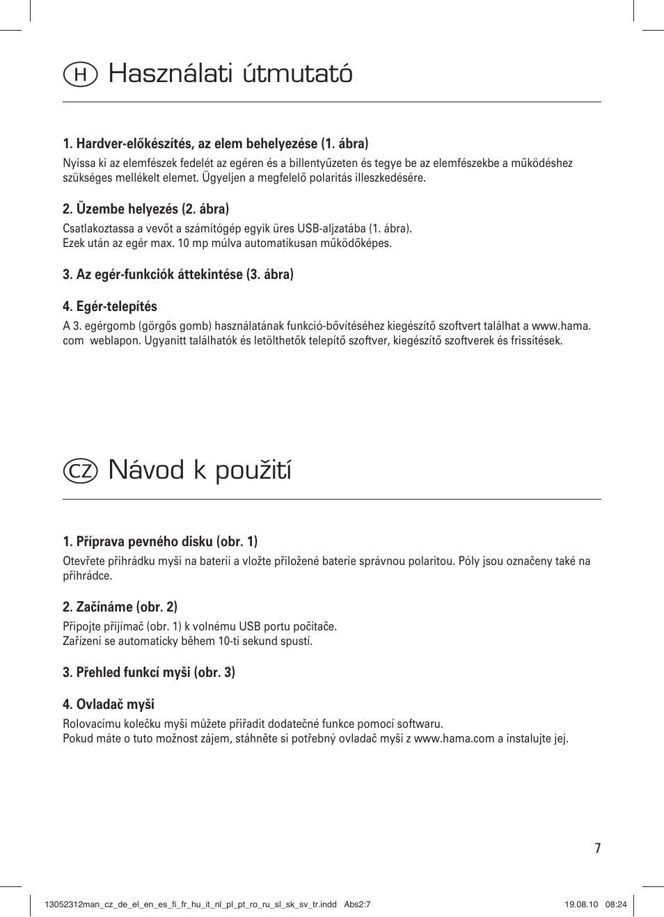 H használati útmutató, C návod k použití | Hama RF 2000 User Manual | Page 10 / 15