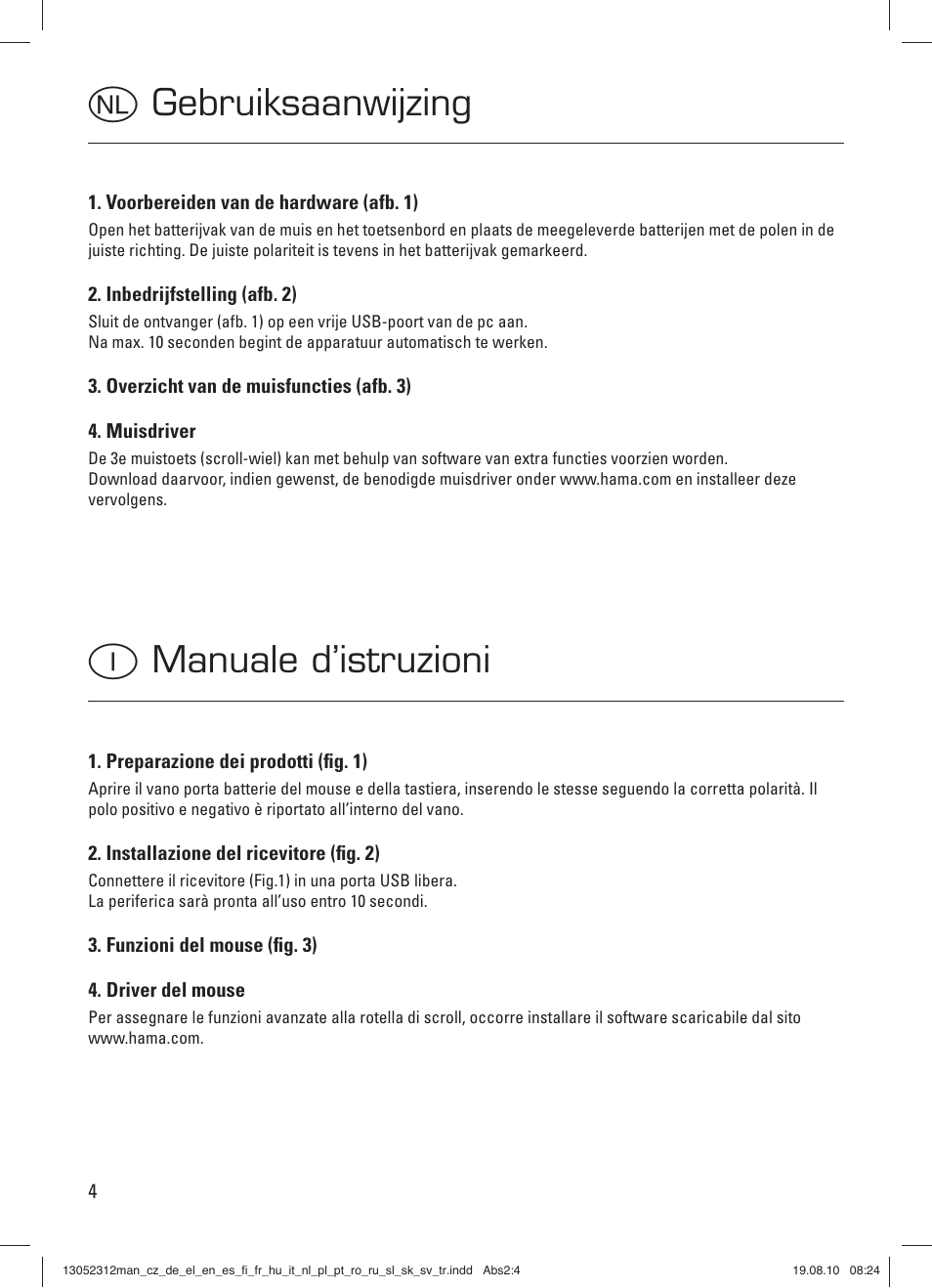Gebruiksaanwijzing o, I manuale d’istruzioni | Hama RF 2000 User Manual | Page 7 / 15