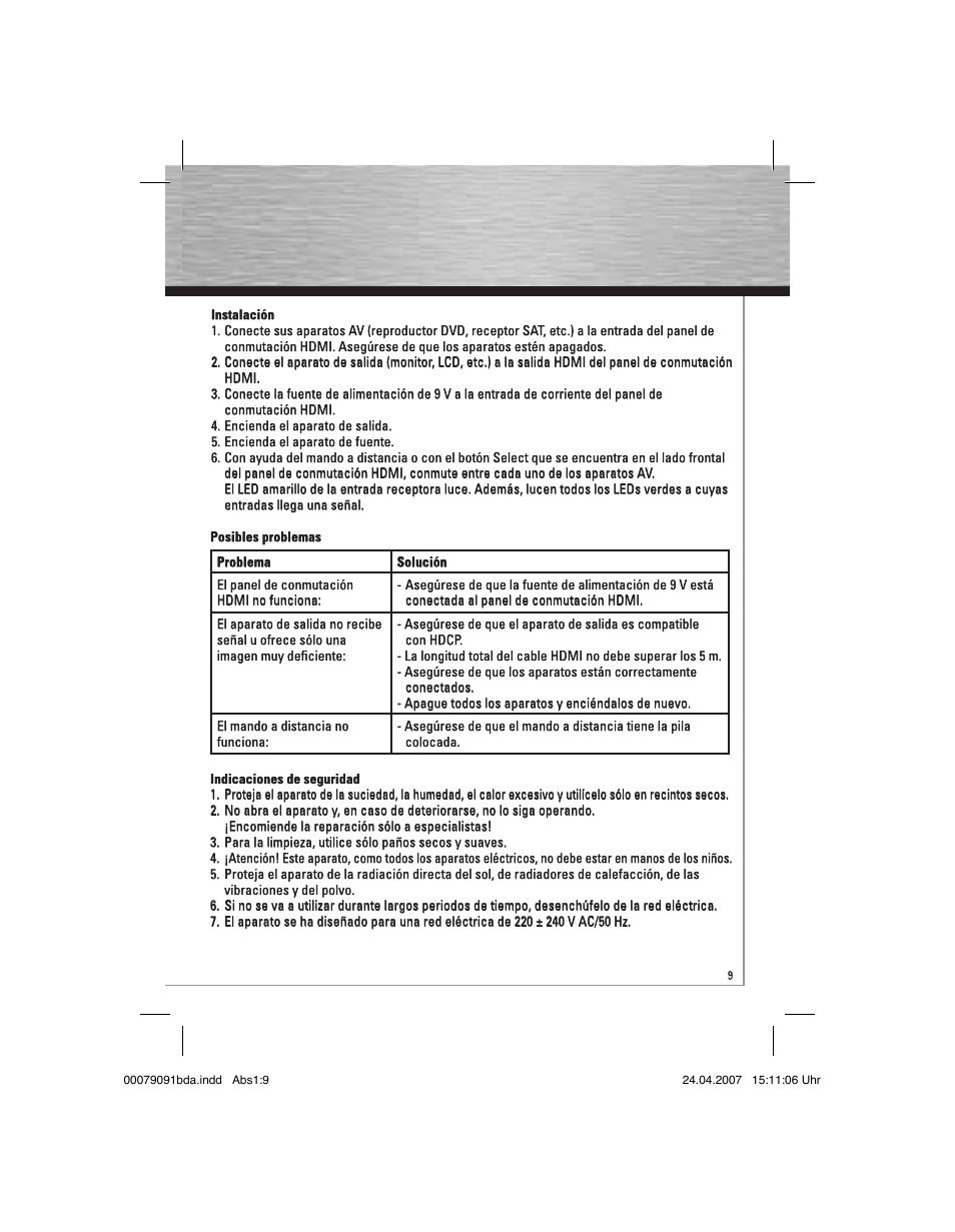 Hama Switching Console HDMI User Manual | Page 10 / 20