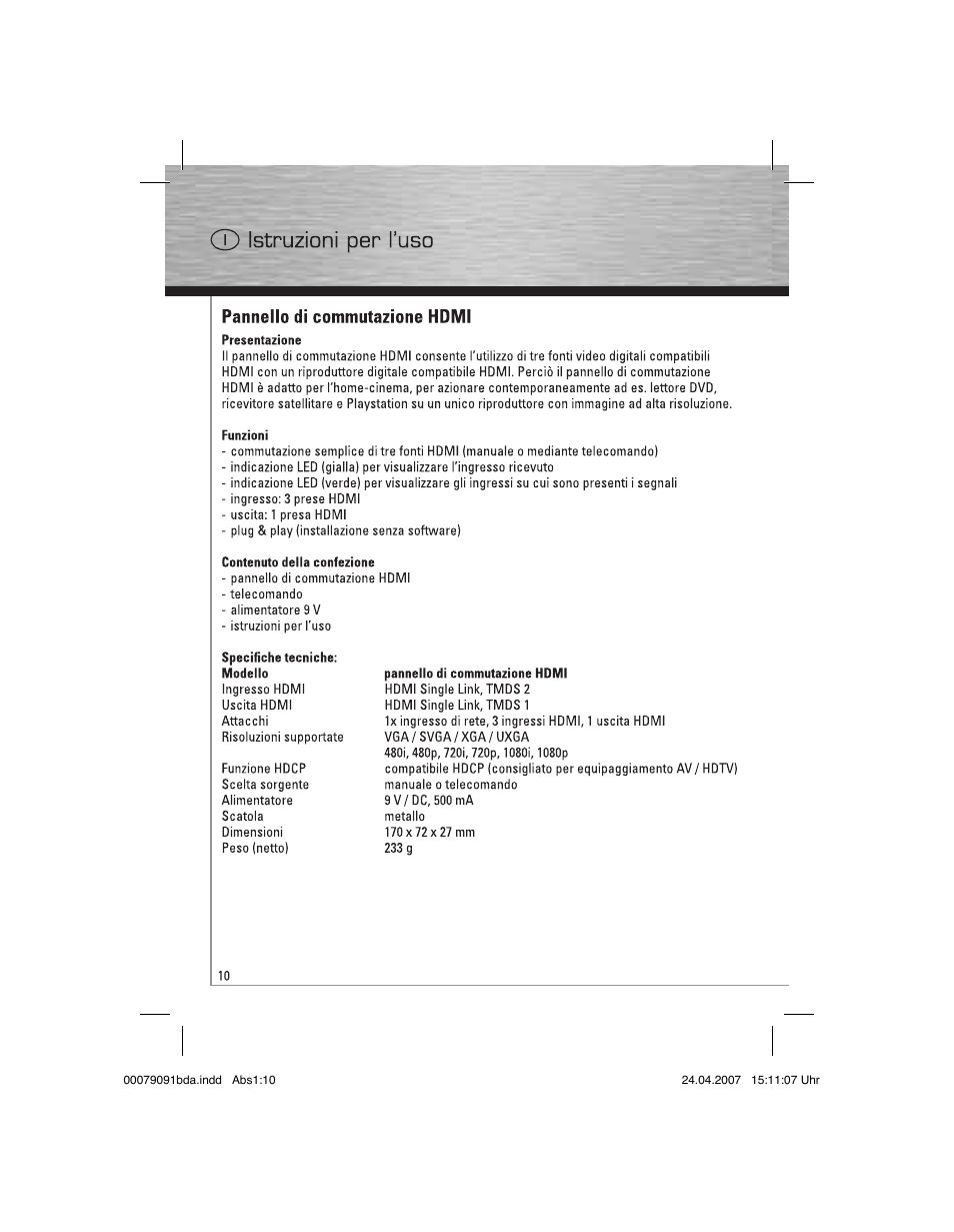 Hama Switching Console HDMI User Manual | Page 11 / 20