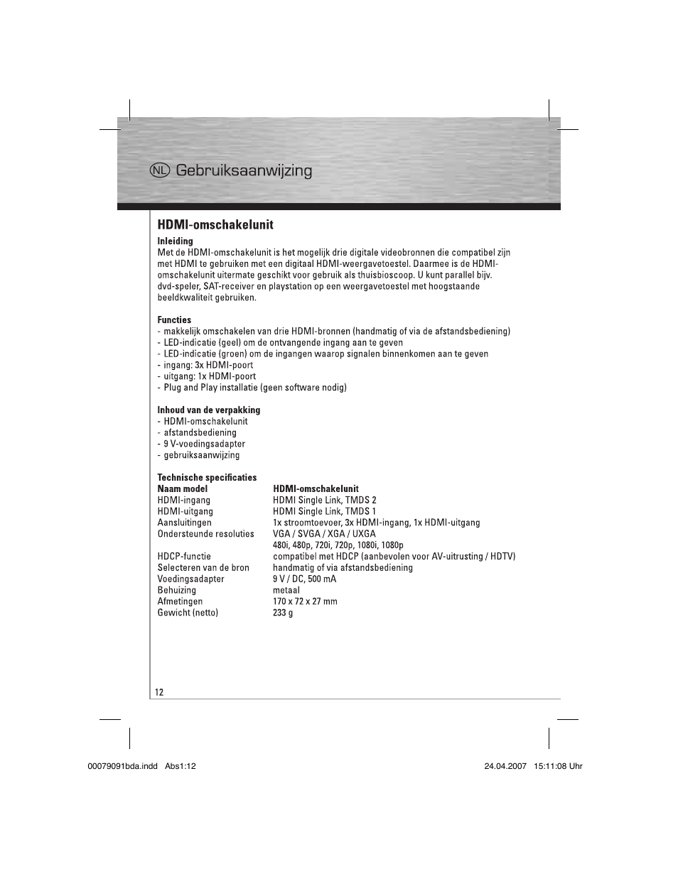 Hama Switching Console HDMI User Manual | Page 13 / 20