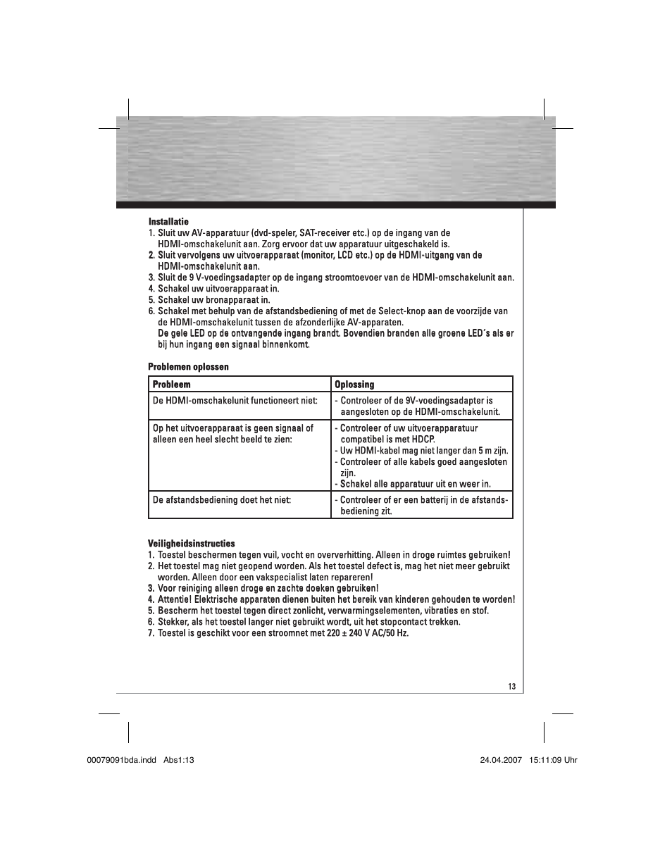 Hama Switching Console HDMI User Manual | Page 14 / 20