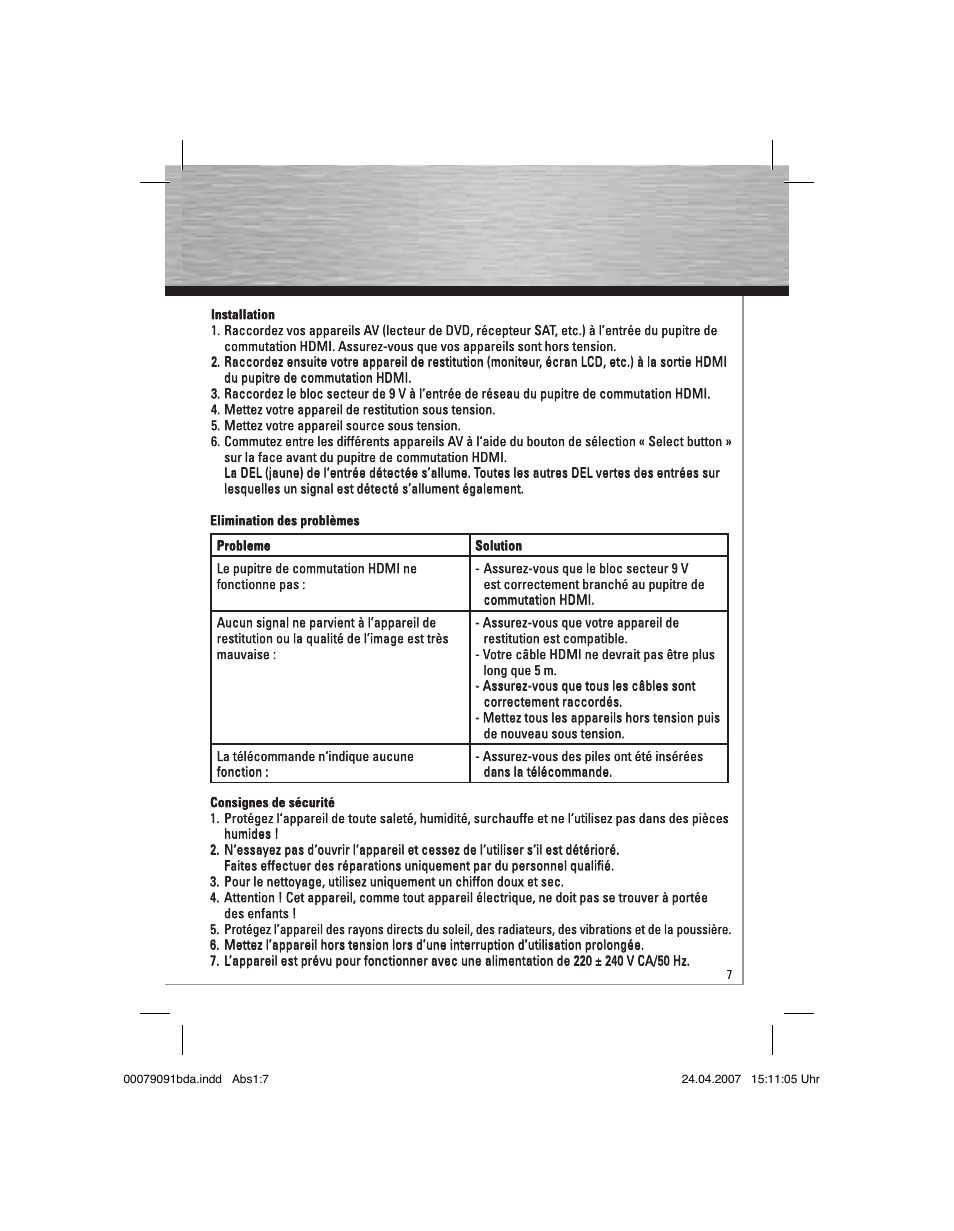 Hama Switching Console HDMI User Manual | Page 8 / 20